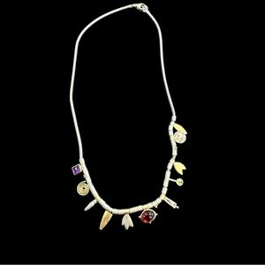Elegant Silver and Brass Charm Necklace with genuine stones